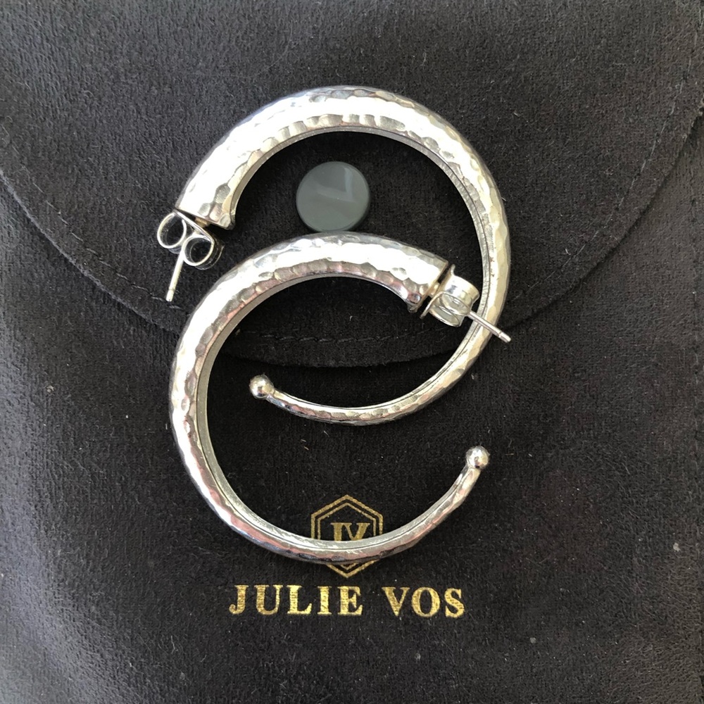 Julie Vos silver hammered large hoops